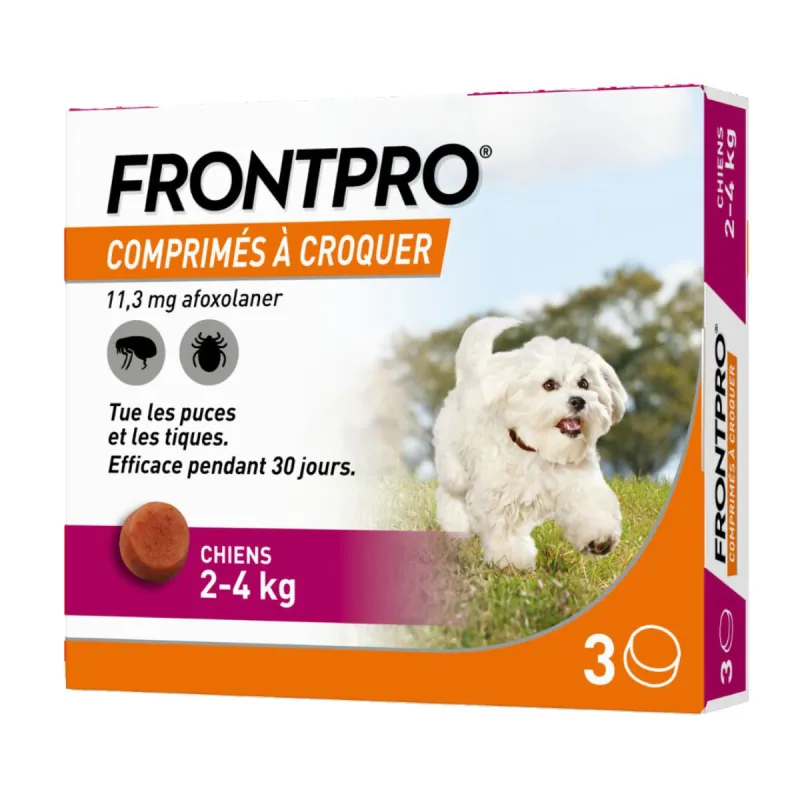 Frontpro 3 Comprimés à Croquer Puces et Tiques Chiens