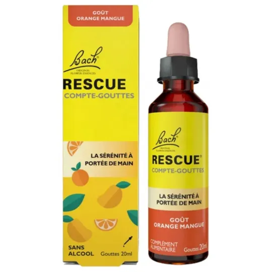 Fleurs de Bach Rescue Sans Alcool Gouttes Orange - Mangue 20ml
