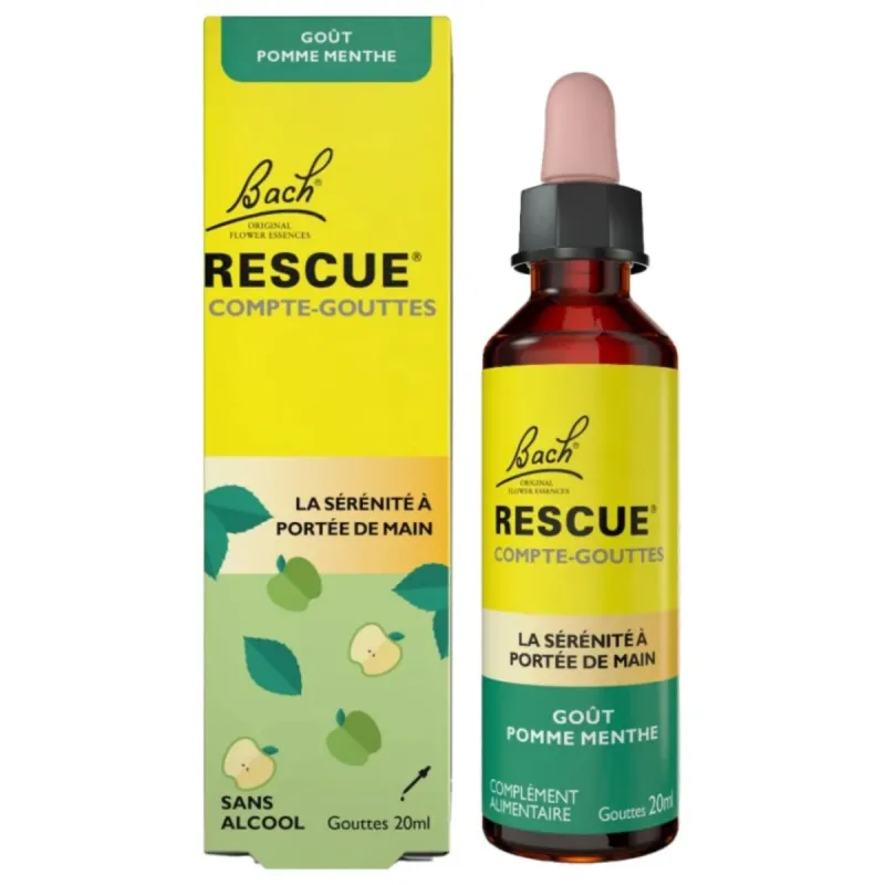 Fleurs de Bach Rescue Sans Alcool Gouttes Pomme Menthe 20ml