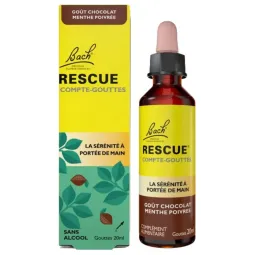 Fleurs de Bach Rescue Sans Alcool Gouttes Chocolat Menthe 20ml
