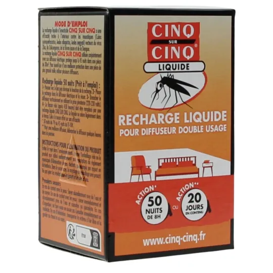Cinq Sur Cinq Recharge Liquide Diffuseur anti-Moustiques 35ml Cinq Sur Cinq Recharge Liquide Diffuseur anti-Moustiques 35ml