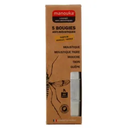 Manouka 5 Bougies Anti-moustiques Vanille Monoï