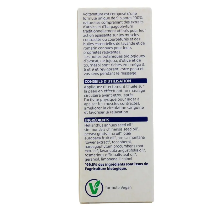Voltanatura Huile de Massage Musculaire Bio 100ml