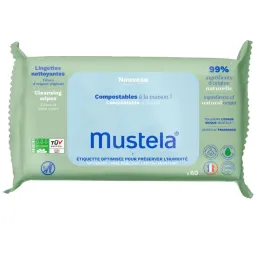 Mustela 60 Lingettes Nettoyantes Compostables