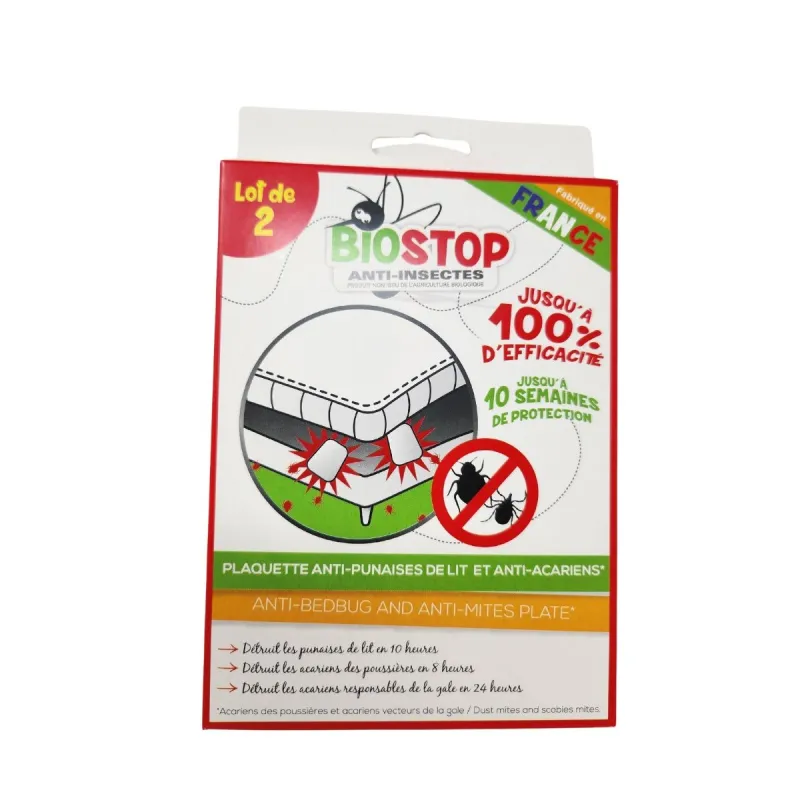Biostop Anti-insectes 2 Plaquettes Punaises de Lit-Acariens