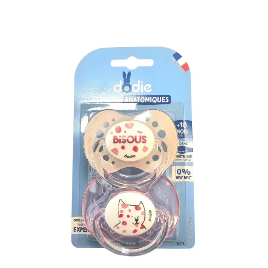 Dodie 2 Sucettes Anatomiques +18 Mois Rose Dodie 2 Sucettes Anatomiques +18 Mois Rose