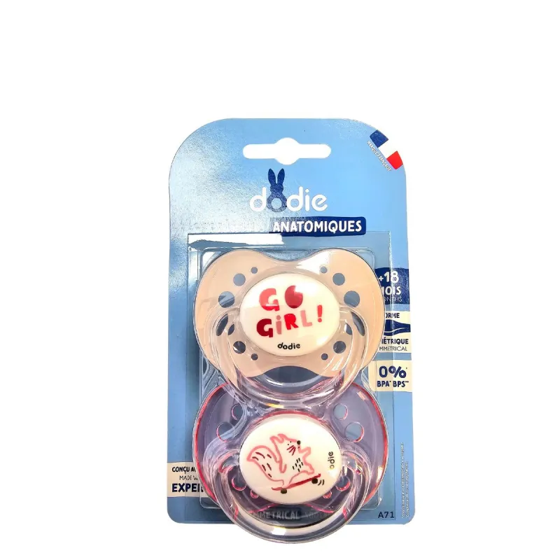 Dodie 2 Sucettes Anatomiques +18 Mois Rose Dodie 2 Sucettes Anatomiques +18 Mois Rose