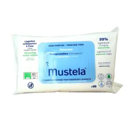 Mustela 60 Lingettes à l'Eau sans Parfum
