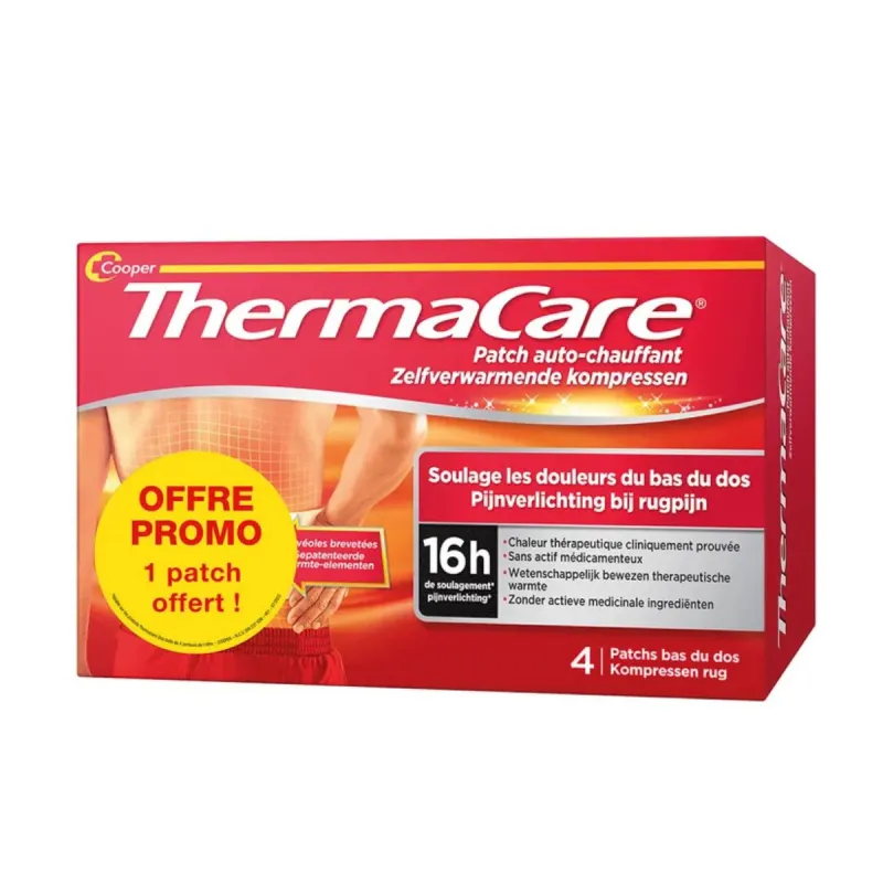 Thermacare 4 Patchs Auto Chauffant Bas du Dos Thermacare 4 Patchs Auto Chauffant Bas du Dos
