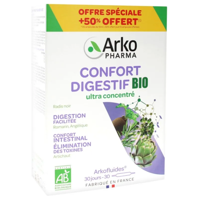 Arkopharma Bio Confort Digestif 20 ampoules+10 OFFERTES Arkopharma Bio Confort Digestif 20 ampoules+10 OFFERTES