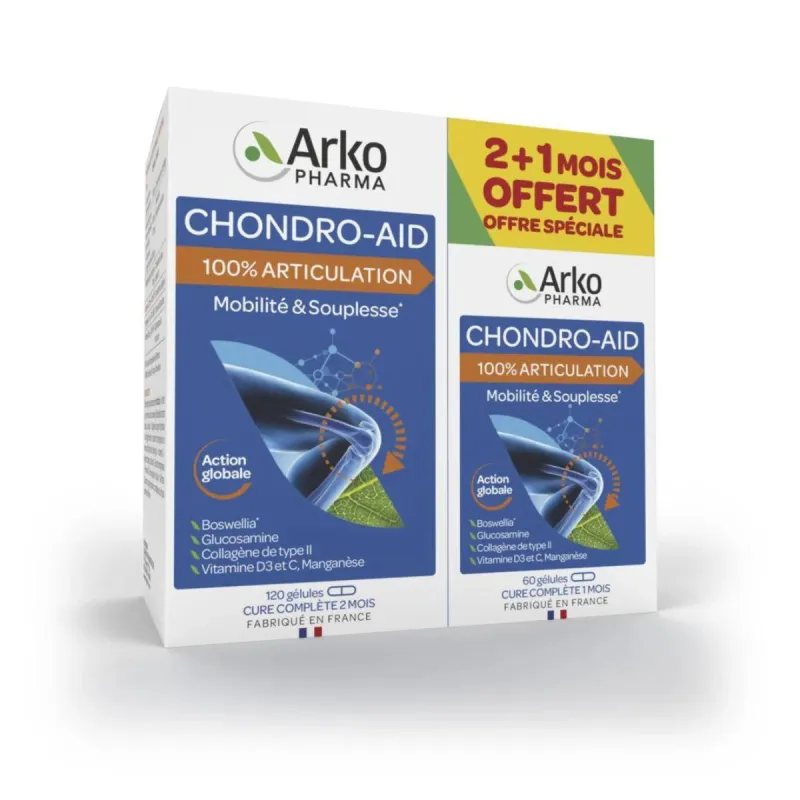 Chondro-Aid 100% Articulation 120 Gélules + 60Gélules Offertes Chondro-Aid 100% Articulation 120 Gélules + 60Gélules Offertes