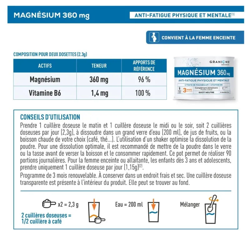Granions Magnésium 360mg 210g