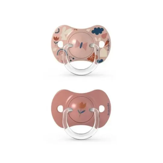 Suavinex 2 Sucettes Symétriques Silicone 0-6 mois -Forest Rose