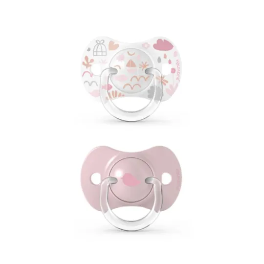 Suavinex 2 Sucettes Symétriques Silicone 0-6 mois -Memories Rose