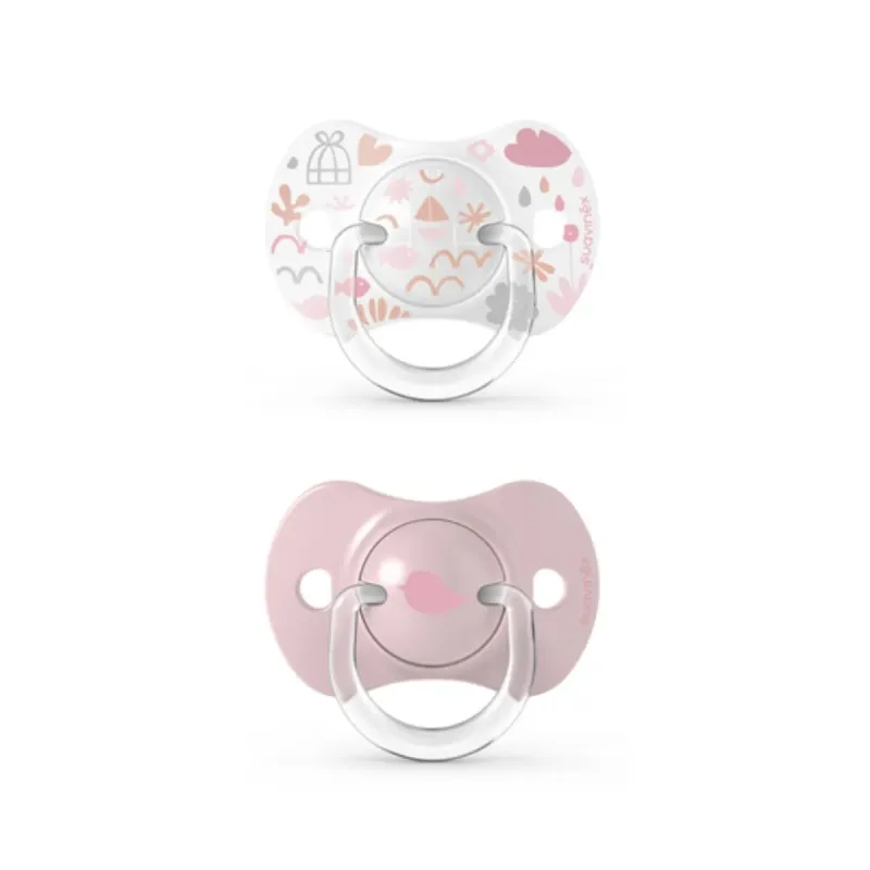 Suavinex 2 Sucettes Symétriques Silicone 0-6 mois -Memories Rose