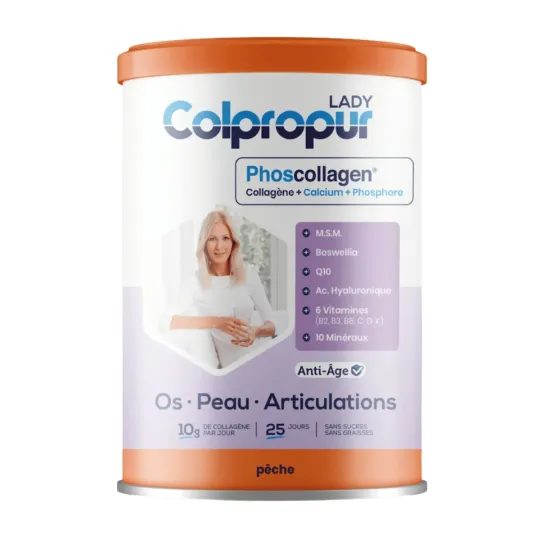 Colpropur Lady Anti-âge Os Peau Articulations saveur Pêche 340g Colpropur Lady Anti-âge Os Peau Articulations saveur Pêche 340g
