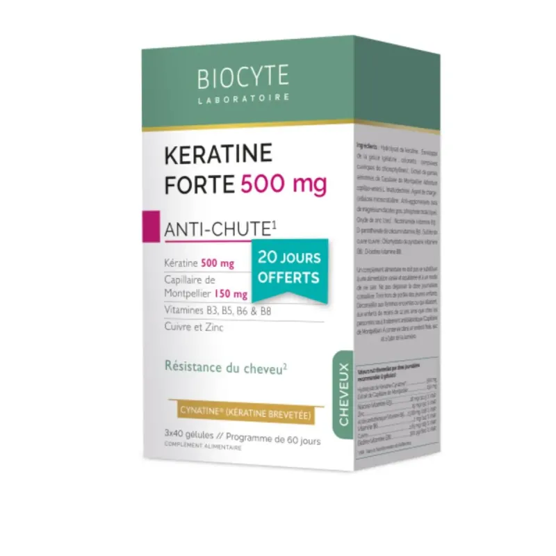 Biocyte Keratine Forte Anti-Chute 120 Gélules dont 40 OFFERTES