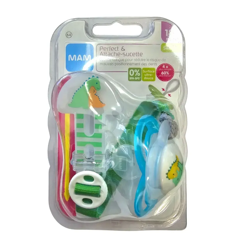 Mam Sucette Perfect+Attache Sucette 18 mois et +-Poisson Mam Sucette Perfect+Attache Sucette 18 mois et +-Poisson