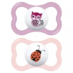 Mam 2 Sucettes Suprême Silicone + 6 mois X2-Hibou-coccinelle