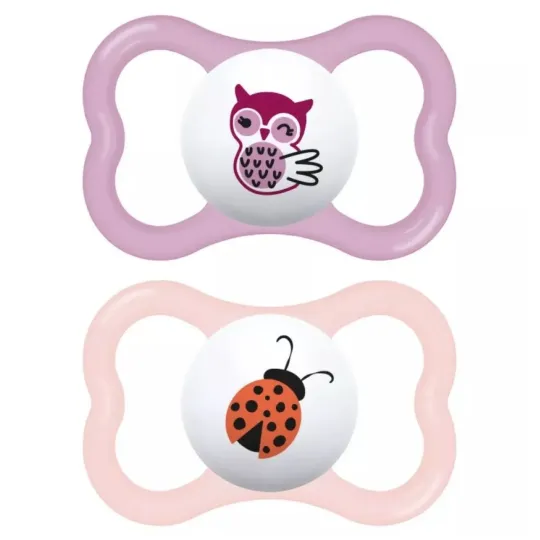Mam 2 Sucettes Suprême Silicone + 6 mois X2-Hibou-coccinelle