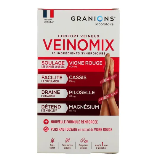 Granions Veinomix Confort Veineux 30 comprimés sécables. Granions Veinomix Confort Veineux 30 comprimés sécables.