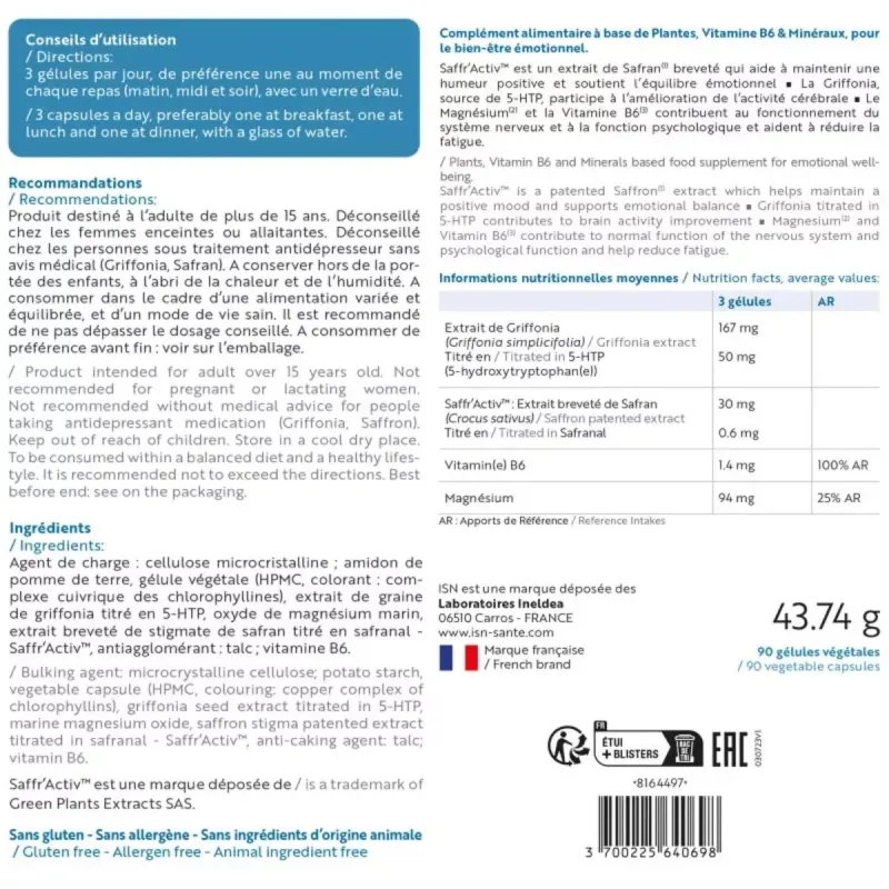 ISN Euphoryl Humeur & Equilibre Emotionnel 90 gélules