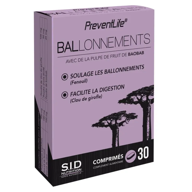 SID Nutrition Preventlife Ballonnement 30 comprimés SID Nutrition Preventlife Ballonnement 30 comprimés