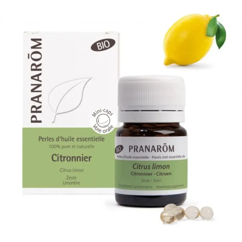 Pranarôm Perles d'Huiles Essentielles de Citronnier Bio