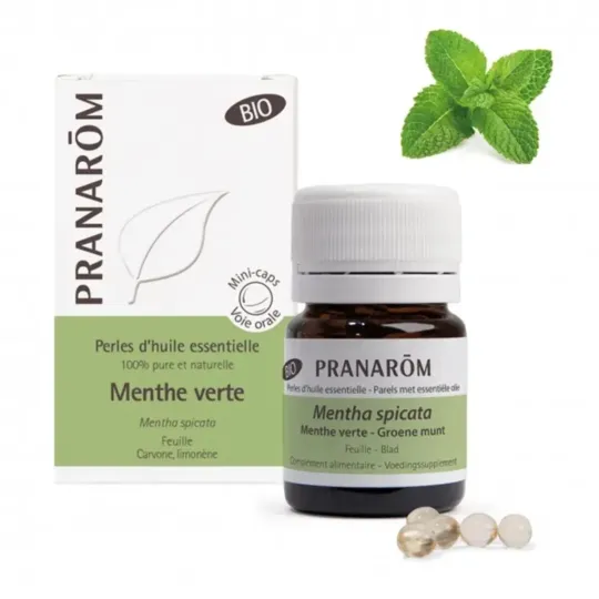 Pranarôm 60 Perles d'Huile Essentielle de Menthe Verte Bio