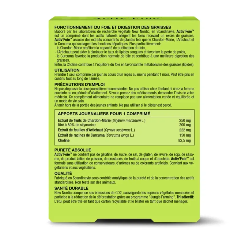New Nordic Activ Foie 30 Comprimés