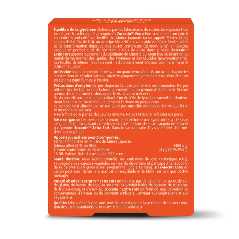 New Nordic Zuccarin Extra Fort 45 comprimés