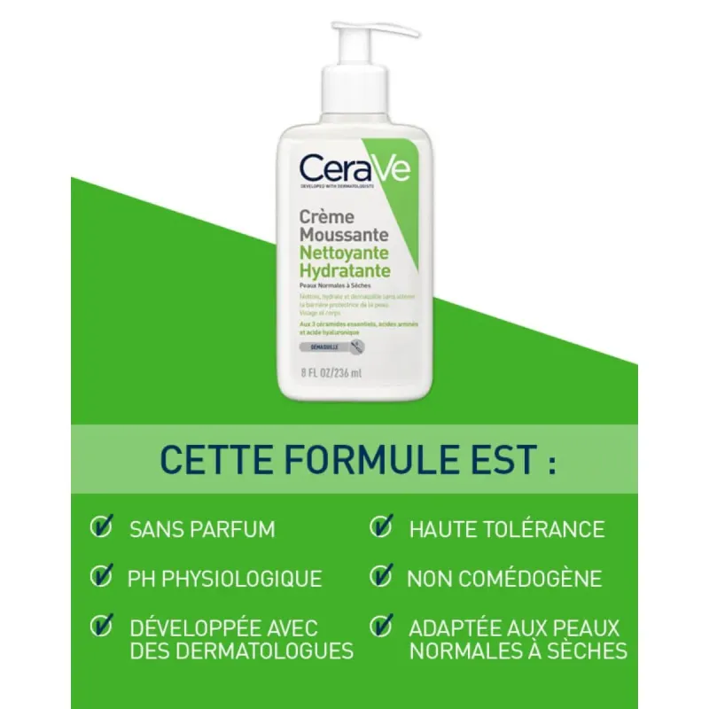 Cerave Crème Moussante Nettoyante Hydratante 236ml Cerave Crème Moussante Nettoyante Hydratante 236ml