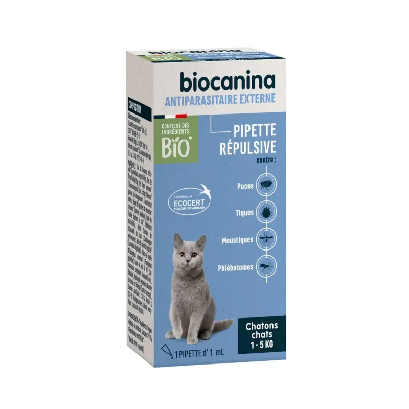 Biocanina Pipette Bio Répulsive Parasites Externes Chat Chaton Biocanina Pipette Bio Répulsive Parasites Externes Chat Chaton