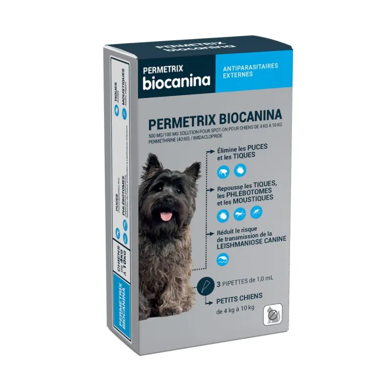 Biocanina Permetrix Petits Chiens 3 pipettes 1ml Biocanina Permetrix Petits Chiens 3 pipettes 1ml