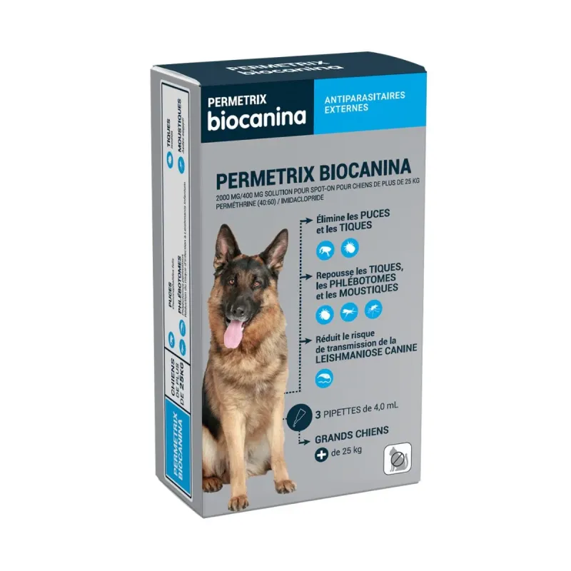 Biocanina Permetrix Grands Chiens 3 pipettes de 4ml Biocanina Permetrix Grands Chiens 3 pipettes de 4ml