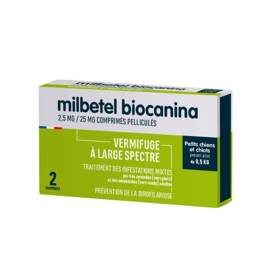 Biocanina Milbetel Vermifuge Chiot 2 Comprimés Arôme Viande Biocanina Milbetel Vermifuge Chiot 2 Comprimés Arôme Viande