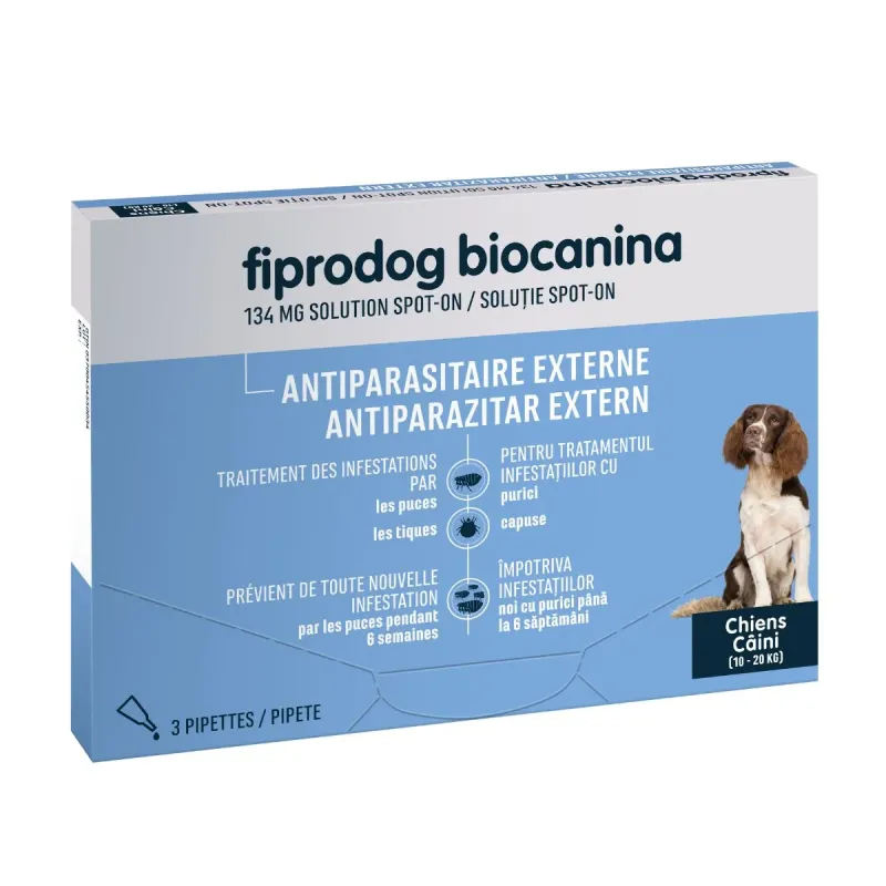Biocanina Fiprodog 134mg 3 pipettes Chiens de 10 à 20kg Biocanina Fiprodog 134mg 3 pipettes Chiens de 10 à 20kg