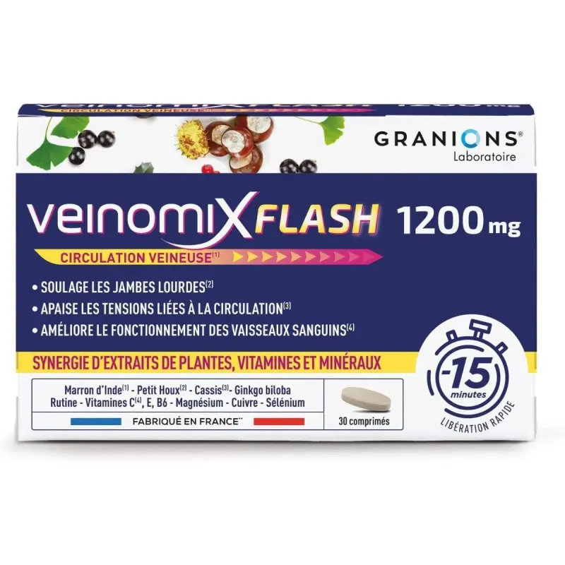 Granions Veinomix Flash 1200mg 30 Comprimés Granions Veinomix Flash 1200mg 30 Comprimés