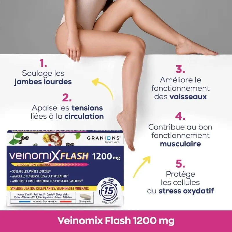 Granions Veinomix Flash 1200mg 30 Comprimés Granions Veinomix Flash 1200mg 30 Comprimés