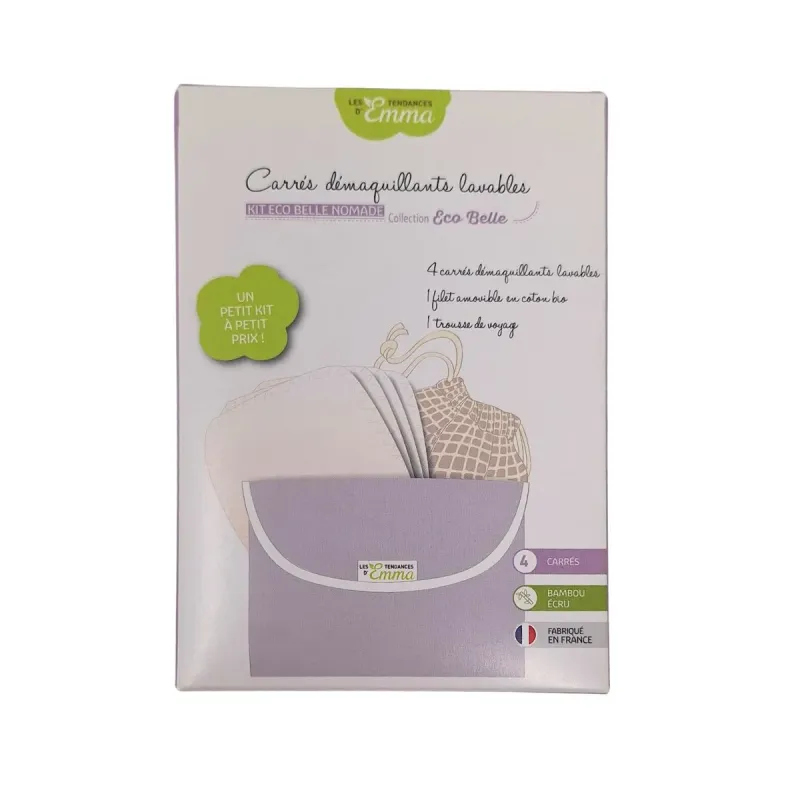 Les Tendances d'Emma Kit 4 Carrés Démaquillants Lavables Bambou