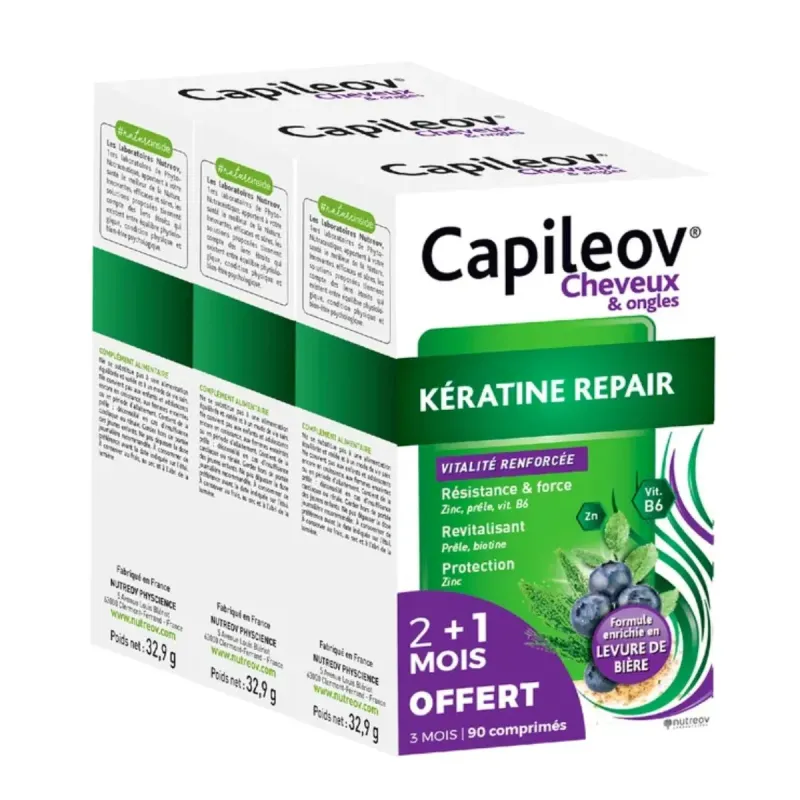 Nutreov Capileov Kératine Repair 3X90 comprimés dont 30 OFFERTS