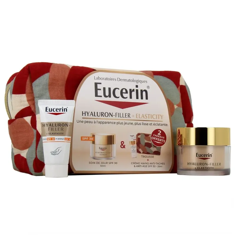 Eucerin Hyaluron Filler + Elasticity Trousse Jour SPF30 50ml+Crème Mains 20ml Offerte Eucerin Hyaluron Filler + Elasticity Trousse Jour SPF30 50ml+Crème Mains 20ml Offerte