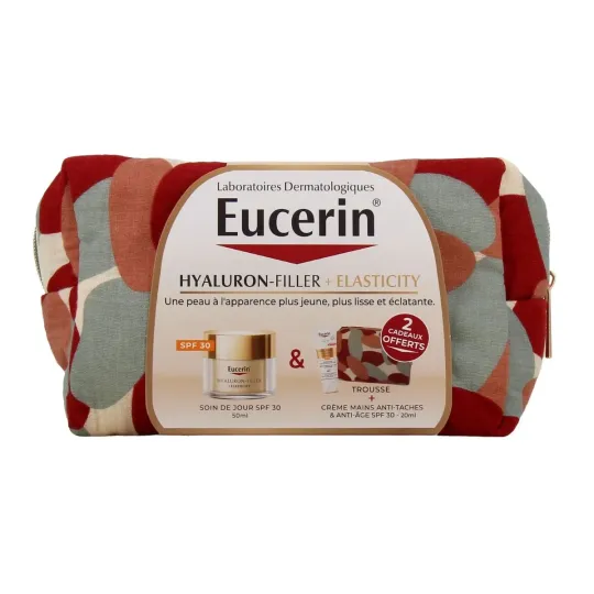 Eucerin Hyaluron Filler + Elasticity Trousse Jour SPF30 50ml+Crème Mains 20ml Offerte Eucerin Hyaluron Filler + Elasticity Trousse Jour SPF30 50ml+Crème Mains 20ml Offerte