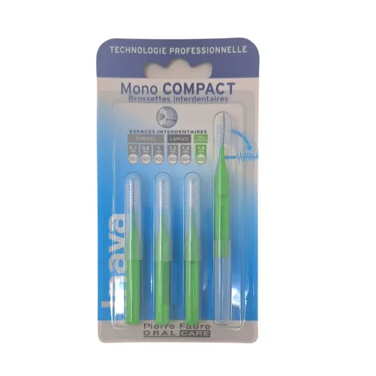 Inava Brossettes Mono Compact VERT Espaces Interdentaires 7/8mm Inava Brossettes Mono Compact VERT Espaces Interdentaires 7/8mm