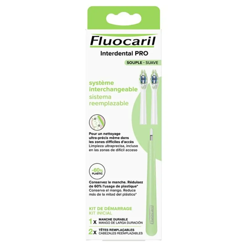 Fluocaril Brosse à Dents Interdental Pro -2 Têtes Interchangeable souple Fluocaril Brosse à Dents Interdental Pro -2 Têtes Interchangeable souple