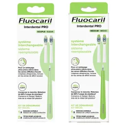 Fluocaril Brosse à Dents Interdental Pro -2 Têtes Interchangeables