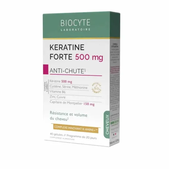 Biocyte Keratine Forte 500mg Anti-Chute Gélules Biocyte Keratine Forte 500mg Anti-Chute Gélules