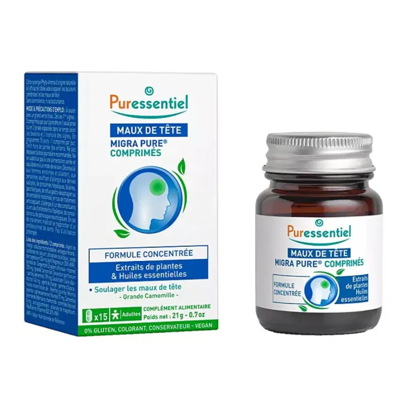 Puressentiel Maux de Tête Migrapure 15 comprimés Puressentiel Maux de Tête Migrapure 15 comprimés