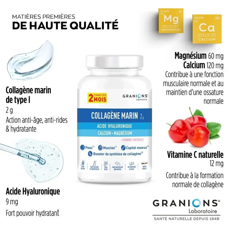 Granions Collagène Marin - Acide Hyaluronique - Calcium & Magnésium