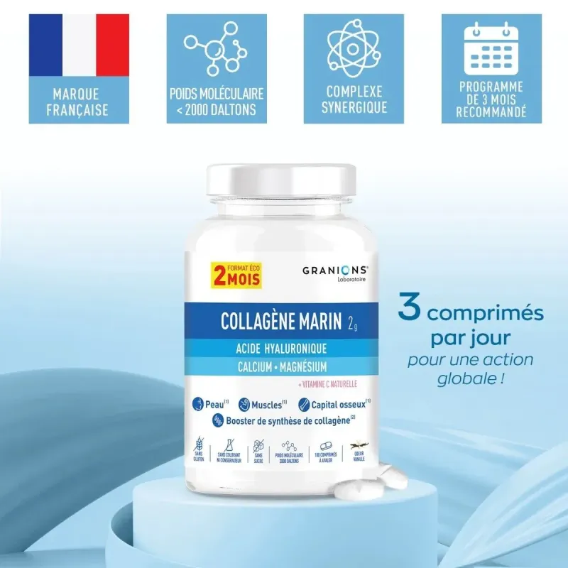 Granions Collagène Marin - Acide Hyaluronique - Calcium & Magnésium